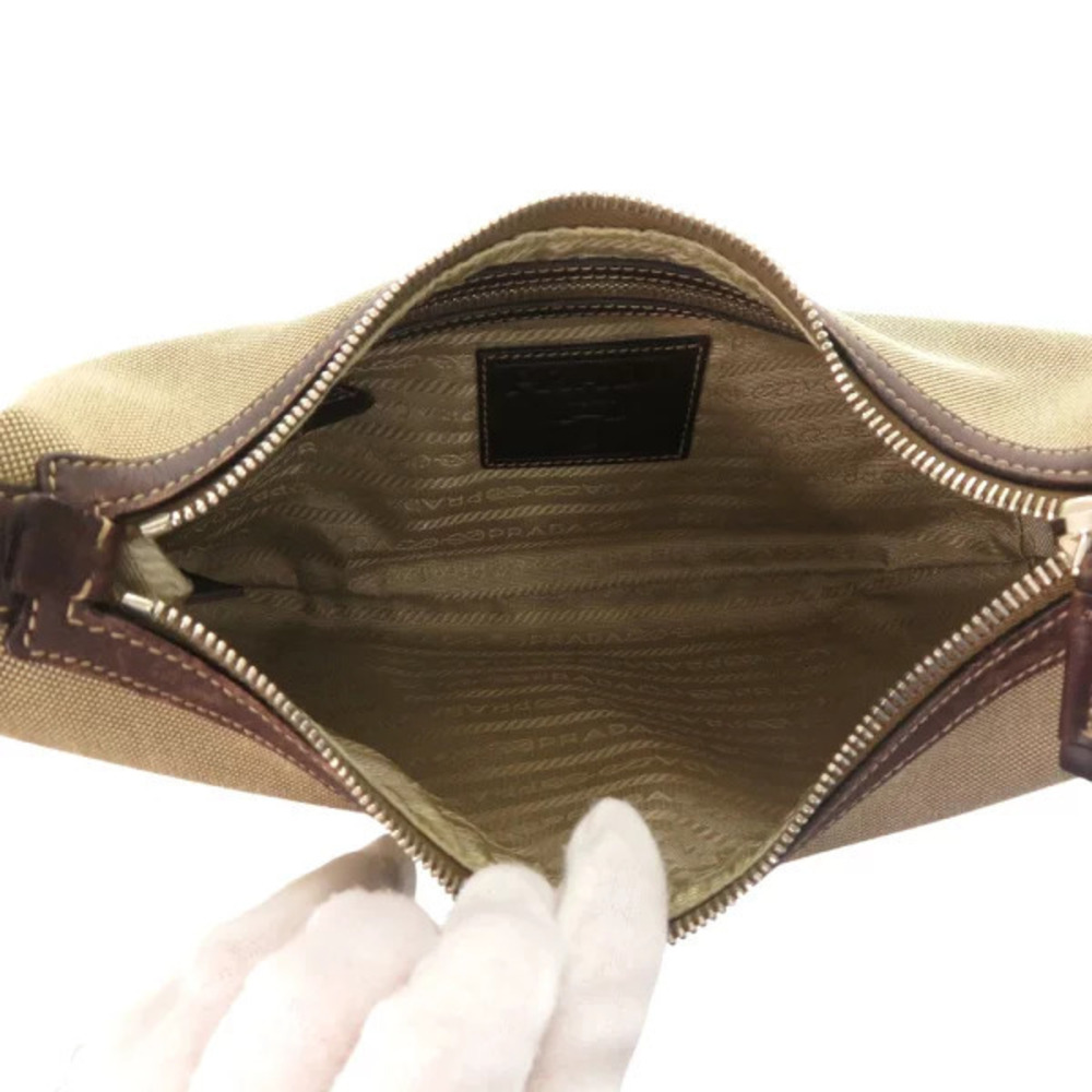 Prada logo jacquard canvas shoulder One Shoulder Hobo bag leather brown - Picture 5 of 6